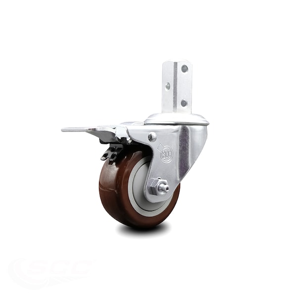 3 Inch Maroon Poly Swivel 7/8 Inch Square Stem Caster with Total Lock Brake SCC